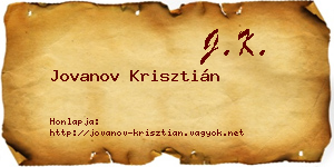 Jovanov Krisztián névjegykártya